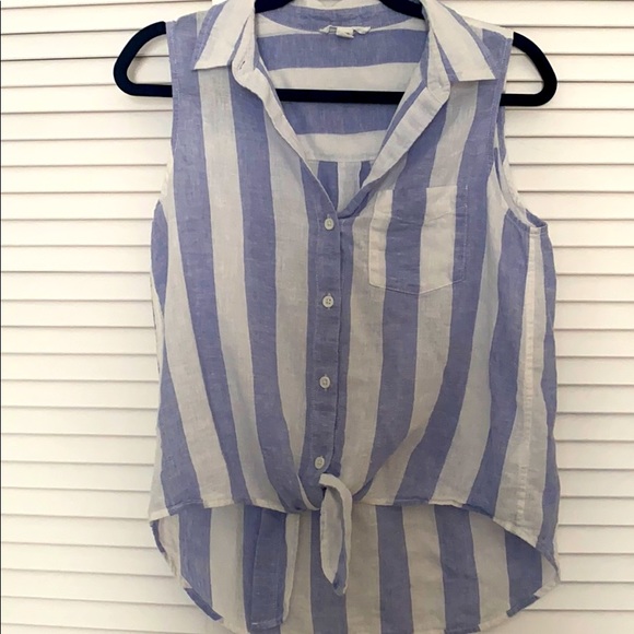 Linen-like top with tie - Picture 2 of 2